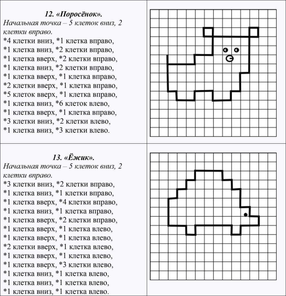 Графічний диктант - Тварини за клітинами.